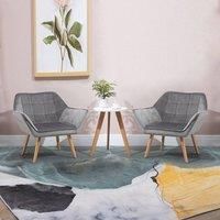 Luxe Velvet-Feel Accent Chair w/ Wide Arms Slanted Back Padding Wood Legs Grey