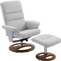 HOMCOM Recliner Chair Ottoman Set 360 Swivel Sofa Stool Modern Soft Thick Padding Wood Base Grey