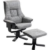 HOMCOM Fabric Recliner Sofa Armchair with footstool Swivel Sofa Grey
