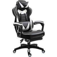 Vinsetto Gaming Chair Ergonomic Reclining Manual Footrest Wheels Stylish White