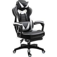 Vinsetto Ergonomic Racing Gaming Chair Office Desk Chair Adjustable Height Recliner with Wheels, Headrest, Lumbar Support, Retractable Footrest White