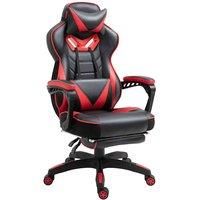 Vinsetto Gaming Chair Ergonomic Reclining Manual Footrest Wheels Stylish Red