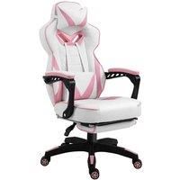 Vinsetto Gaming Chair Ergonomic Reclining w/ Manual Office Chair Footrest – Pink