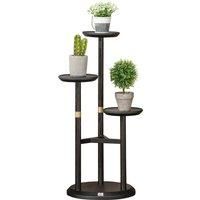 Outsunny 3-Tier Plant Stand, Plant Shelf Rack, Bamboo Display Stand, 46x46x86cm, Dark Walnut