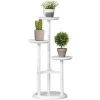 Outsunny 3-Tier Plant Stand, Plant Shelf Rack, Bamboo Display Stand, 46x46x86cm, White