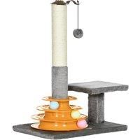 PawHut Cat Tree Tower Activity Center Climbing Stand Kitten House Furniture with Scratching Posts Toy abd Perch 56cm Grey