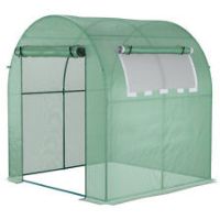 Outsunny Walk in Polytunnel Greenhouse with Roll-up Window and Door, Green