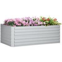 Outsunny Raised Beds for Garden Galvanised Steel Planters for Backyard Patio