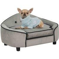 PawHut Pet Sofa Dog Bed Couch Cat Kitten Sponge Removable Cushion Lounge Grey 66.5 x 45 x 35.5 cm