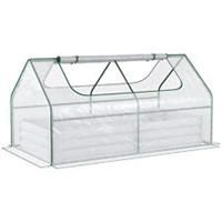 Outsunny Raised Garden Bed Planter Box with Greenhouse, Large Window, Clear