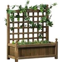 Outsunny Garden Planters with Trellis for Climbing Vines, Wood Raised Beds for Garden, Flower Pot, Indoor Outdoor, Brown
