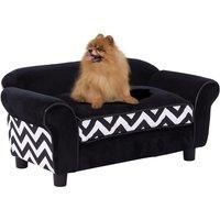 PawHut Dog Sofa Bed for XS-Sized Dogs, Cat Sofa with Soft Cushion, Pet Chair Lounge with Washable Cover, Removable Legs, Wooden Frame - Black