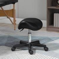 HOMCOM Saddle Stool Adjustable Rolling Salon Chair for Massage Spa Beauty - Black
