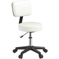 HOMCOM Beautician's Swivel Salon Chair w/ Padded Seat Back 5 Wheels Adjustable Height Salon Hairdressers Tattoo Spa Rolling Cushion Professional White
