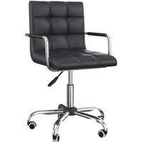 Vinsetto Mid Back PU Leather Home Office Desk Chair Swivel Computer Chair with Arm, Wheels, Adjustable Height, Black