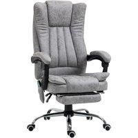 Vinsetto 6-point Vibrating Heat Massage Chair Micro Fibre Upholstery w/ Manual Footrest Padding High Back Remote Wheels Swivel Chair Reclining Grey