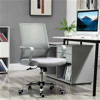 Vinsetto Ergonomic Desk Chair Mesh Office Chair with Adjustable Height Armrest and 360 Swivel Castor Wheels Grey