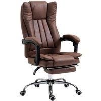 Vinsetto Home Office Chair Microfibre Desk Chair with Reclining Function Armrests Swivel Wheels Footrest Brown