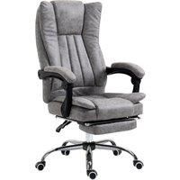 Vinsetto Home Office Chair Microfibre Desk Chair with Reclining Function Armrests Swivel Wheels Footrest Grey