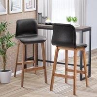 HOMCOM Modern Wood Bar Chairs Kitchen Cafe Stools Dining Barstool - Brown