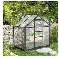 Outsunny 6x4ft Walk-In Polycarbonate Greenhouse Plant Grow Galvanized Aluminium