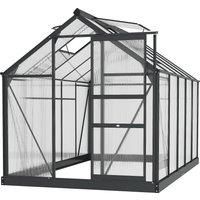 Polycarbonate Walk-In Garden Greenhouse Aluminium Frame w/ Slide Door