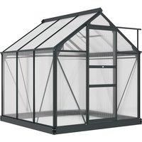 Outsunny Clear Polycarbonate Greenhouse Large Walk-In Green House Garden Plants Grow Galvanized Base Aluminium Frame with Slide Door, 6 x 6ft