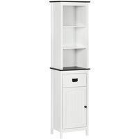 kleankin Tall Bathroom Cabinet, Freestanding Tallboy Storage Unit with Drawer and Adjustable Shelf for Living Room, White