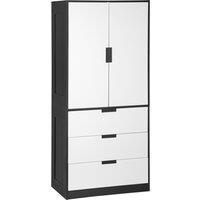 HOMCOM 2 Door Wardrobe, Modern Wardrobe with 3 Drawers and Hanging Rod for Bedroom, White