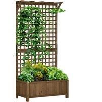 Outsunny Wood Planters with Trellis for Vine Climbing