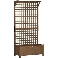 Outsunny Wood Planter with Trellis for Vine Climbing, Raised Garden Bed, Privacy Screen for Backyard, Patio, Deck, Coffee
