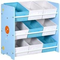 Kids Storage Unit w/ Nine Removable Baskets, for Nursery, Playroom - Blue
