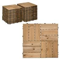 Outsunny 27 Pcs Wooden Decking Tiles, 30x30cm Decking Boards, 2.5£, Brown