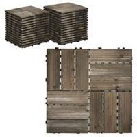 Outsunny 27 Pcs Wooden Decking Tiles, 30x30cm Decking Boards, 2.5£, Grey