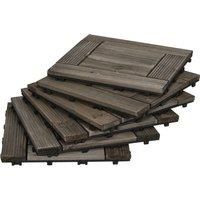 Outsunny 27 Pcs Wooden Interlocking Decking Tiles, 30 x 30 cm - Charcoal Grey