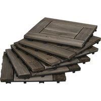 Outsunny 27 Pcs Wooden Interlocking Decking Tiles, 30 x 30 cm Outdoor Flooring Tiles, 2.5£ per Pack, for Patio, Balcony Terrace Hot Tub Charcoal Grey