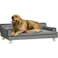 PawHut Dog Sofa with Legs Water-resistant Fabric, Pet Chair Bed for Large, Medium Dogs, Grey, 100 x 62 x 32 cm