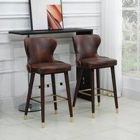 2 Pieces Home Luxury Bar Chair Stool PU Leather European Style