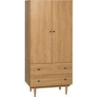 Modern Wardrobe with 2 Drawers, Hanging Rail, Clothes Organizer for Bedroom