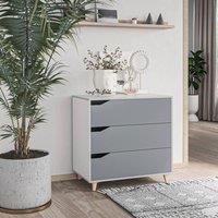 HOMCOM Chest of Drawers, 3-Drawer Storage Organiser Cabinet with Pine Wood Legs for Bedroom, Living Room, Grey