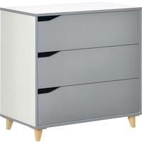 HOMCOM Drawer Chest, 3-Drawer Storage Cabinet Unit with Pine Wood Legs for Bedroom, Living Room, 75cmx42cmx75cm, Grey