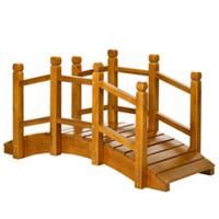 Outsunny Garden Bridge with Safety Railings for Pond Creek Stream, Brown