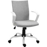 Vinsetto Office Chair Linen Swivel Computer Desk Chair Home Study Task Chair with Wheels, Arm, Adjustable Height, Light Grey