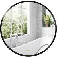 kleankin Large Modern Round Mirror, Wall-mounted Bathroom Mirror, Vintage Art Makeup Mirror for Entryways Black, 40x40 cm