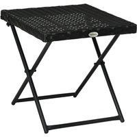 Outsunny Square PE Wicker Rattan Folding Table - Black