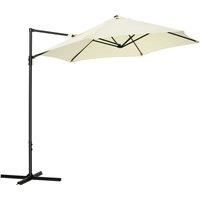 Outsunny 2.5M Garden Cantilever Parasol with 360 Rotation, Offset Roma Patio Umbrella Hanging Sun Shade Canopy Shelter with Cross Base, Beige