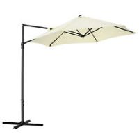 Outsunny 2.5M Offset Roma Patio Umbrella W/ 360 Rotation and Base, Beige