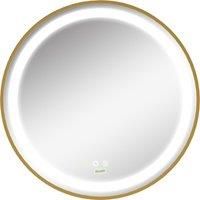 LED Bathroom Mirror Wall Mounted Round Vanity Mirror w/ Lights, Time Display