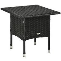 Outsunny PE Rattan Outdoor Coffee Table, Easy Match Rattan Side Table, Black