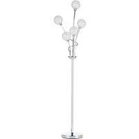 HOMCOM Modern Floor Lamp With K9 Crystal Shade 5 Light For Living Room Silver